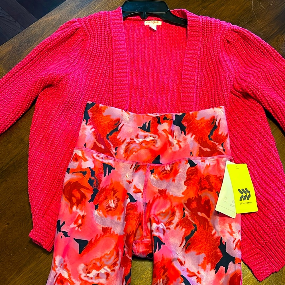 Girls Cat and Jack cardigan and leggings lot. NWT size 10/12